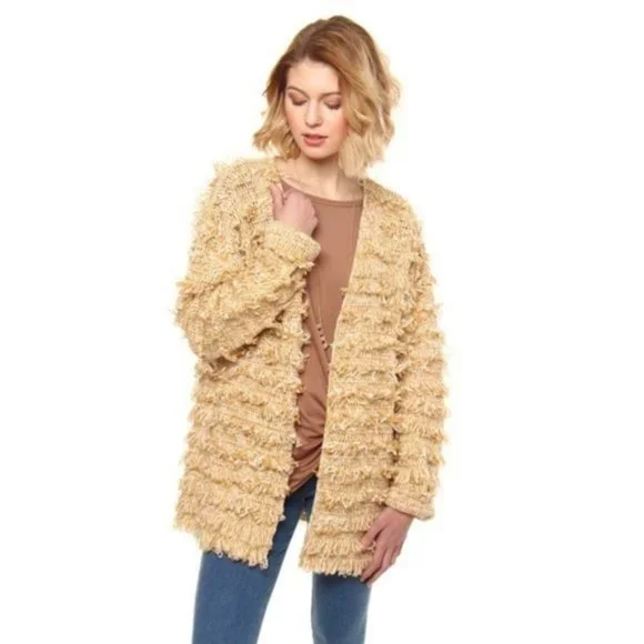 NEW MINKPINK Shaggy Oversized Fringe Cardigan - Picture 2 of 6